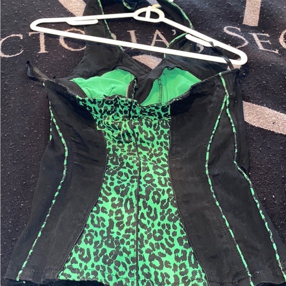 Green Leopard Print Tripp NYC Corset/Halter Top - Zips up the Front, Very Sexy - Picture 5 of 14